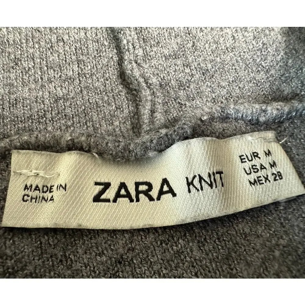 Zara: Slate Gray Knit Rhinestone String Hoodie